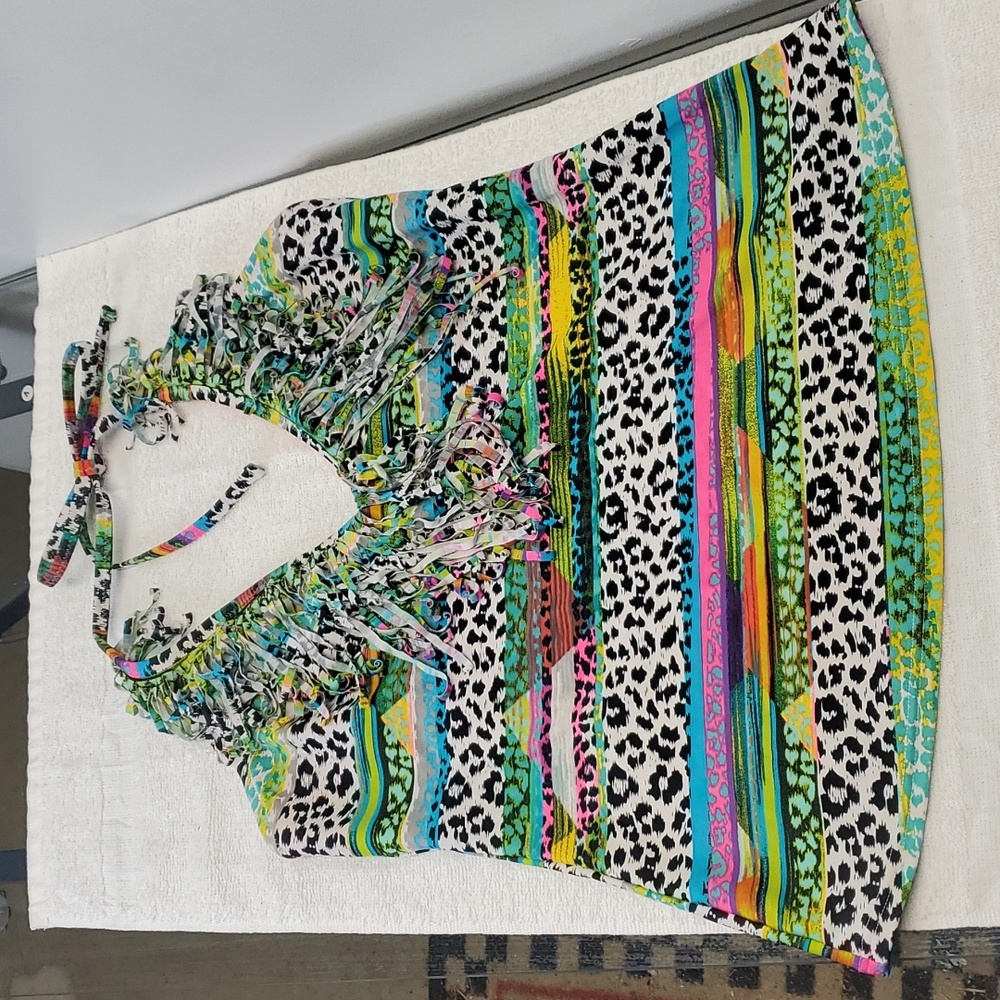 Jessica Simpson Multicolor Animal Print swim top